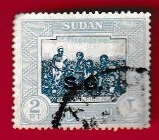 SUDAN SCOTT#O51 1951 2p COTTON PICKING - USED