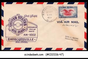 USA - 1939 US AIR MAIL EXPERIMENTAL PICK-UP ROUTE AM-1002 BARBOURSVILLE COVER