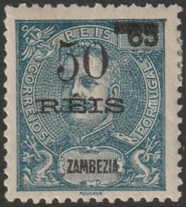 Zambezia 1905 Sc 53 var MH* overprint variety (type II)