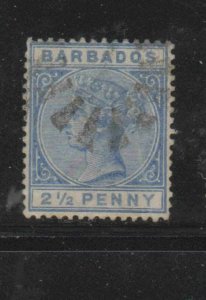 BARBADOS #62  1882  2 1/2p   QUEEN VICTORIA    F-VF  USED   d