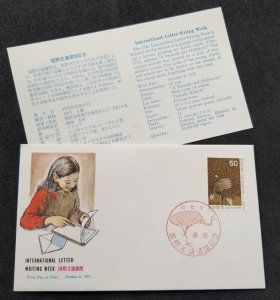 *FREE SHIP Japan Letter Writing Week 1975 Bird Japanese Painting Peacock (FDC)