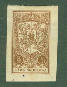 CENTRAL LITHUANIA 39 IMPerf BIN $0.60