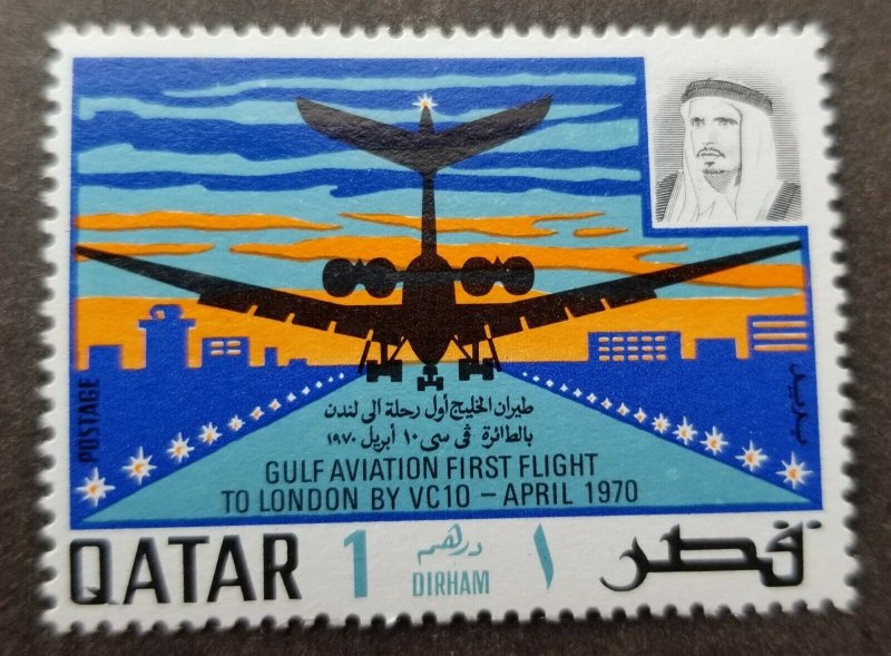 Qatar Opening New Airline Gulf Aviation 1970 Airplane Airport Vehicle (stamp MNH 