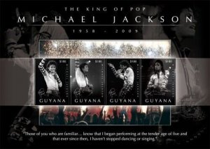 Guyana - 2009 - Michael Jackson In Memoriam 1958-2009 - Sheet Of 4 - MNH