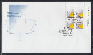 Canada Scott 1685 UR Pl Blk FDC - 1998 Stylized Maple Leaf Issue