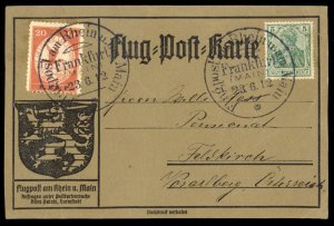 Germany, Air Post #CL6 Cat$1,700, 1912 20pf E.EL.P., used on flight card with...