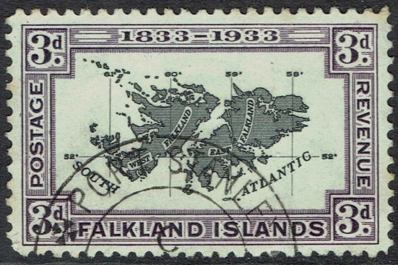 FALKLAND ISLANDS 1933 CENTENARY 3D MAP USED