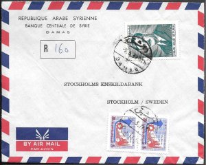 Syria Registered Cover to Sweden 1973. 140P rate