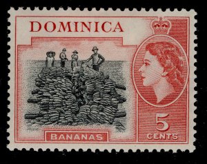 DOMINICA QEII SG146, 5c black & carmine-red, M MINT.