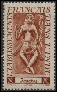 French India 213 - Mint-H - 2ca Apsara (1948) (cv $0.50)