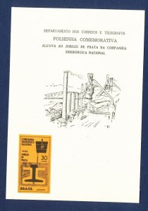 BRAZIL  - 1017 - FVF MNH SOUVENIR CARD - Steel Industry - 1966  ---c