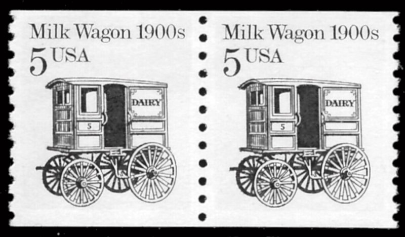 Sc 2253   5¢ Milk Wagon Coil Pair, MNH