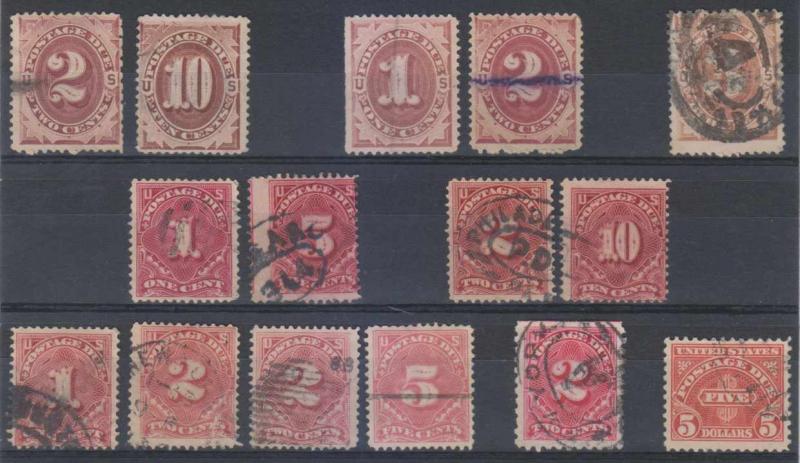 USA 1879-1930 Sc J2, J5, J15-J16, J24, J31, J34 to J78 (15x) USED SCV$207.00 