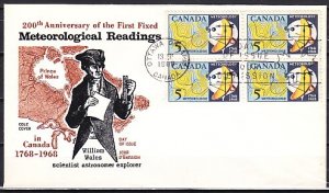 Canada, Scott cat. 479. Meteorology, Weather issue. Blk/4. First day cover. ^