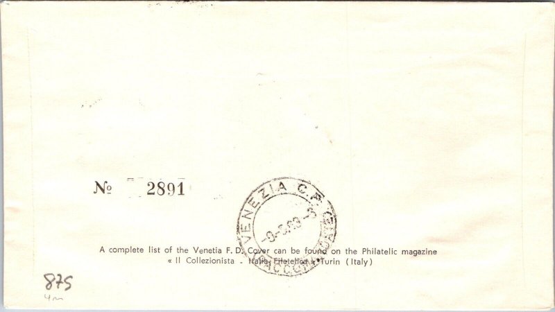 Italy 1963 FDC - Registered Mail / Int'l Postal Conference - Rome - J8668