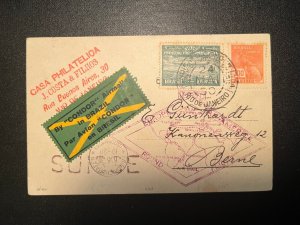 1930 Brazil LZ 127 Graf Zeppelin Airmail Postcard Cover to Berne Switzerland