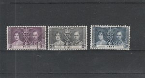 Fiji  Scott#  114-116  Used  (1937 Coronation Issue)