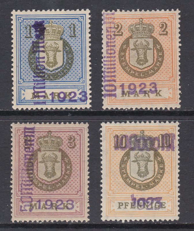 Germany, Mecklenburg-Schwerin Revenues with 1923 inflation surcharges, 4 diff NH