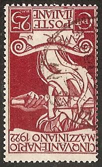 ITALY  140 USED 1922 25c maroon Mazzini CV $29.00