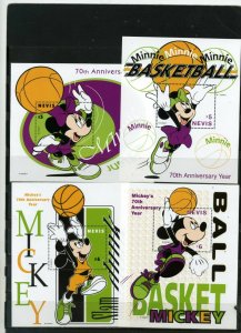 NEVIS 1998 WALT DISNEY BASKETBALL 2 SHEETS OF 8 STAMPS & 4 S/S MNH 