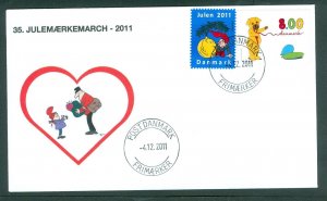 Denmark Cover. 2011 Postman “Christmas Seal Walk # 35.8 Kr.Santa,Chr .Deco,Spuce