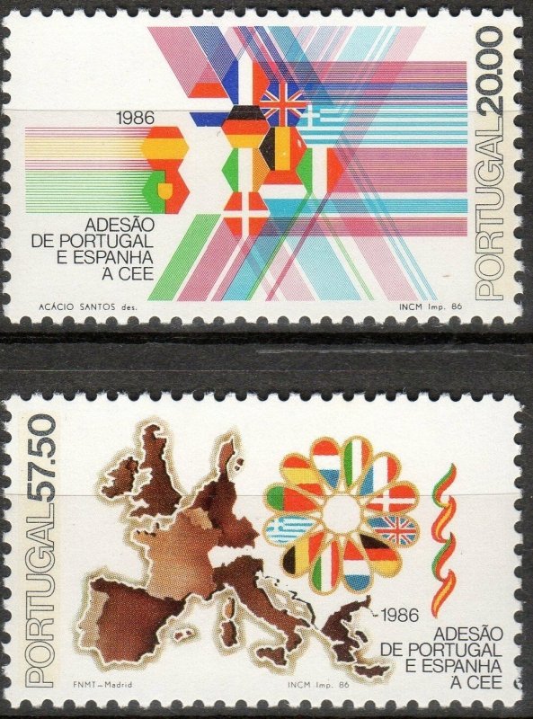 Portugal 1986 MNH Stamps Scott 1661-1662 European Union Flags Map