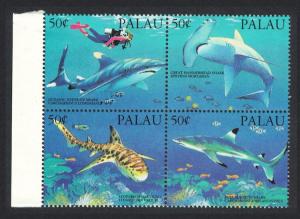 Palau Sharks 4v Block of 4 SG#597-600