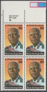 Scott # 2402 - ZIP Block Of 4 - A. Philip Randolph -  MNH - 1989