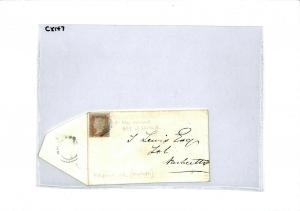 GB WALES Cover BLUE NUMERAL Carmarthens *Whitland* UDC Penny Red {samwells}CX147 