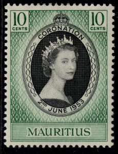 MAURITIUS QEII SG291, 10c 1953 CORONATION, LH MINT.