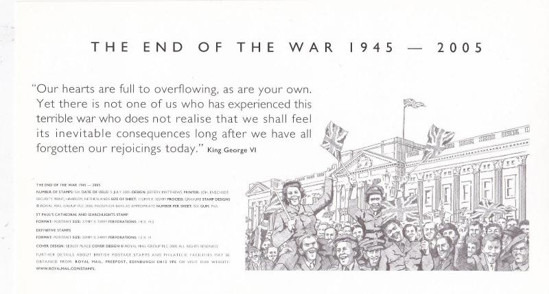 GB 2005 End of The War FDC Peacehaven CDS with enclosure VGC