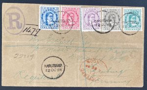 1934 Rarotonga Cook Islands Cover To Hamburg Germany Sc#10-14