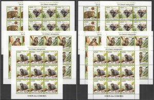 B0005 Imperf,Perf 2009 Comoros Fauna Wild Animals Lemurs 18Set Mnh