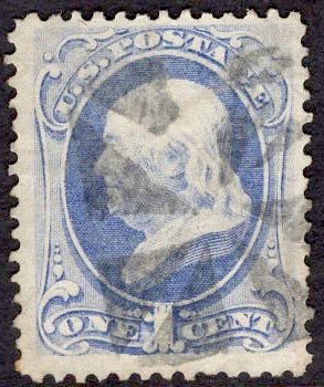 US Stamp #182 1c Dark Ultramarine Franklin USED SCV $6