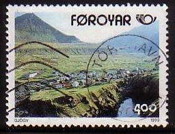 Faroe Islands 250 used 1993 Village of Gjov 4.00kr