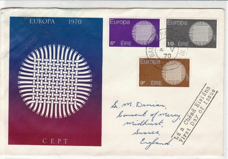 Ireland Europa 1970 Europa CEPT Woven Illustration Shape Stamps FD Cover Rf34786