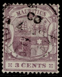 MAURITIUS QV SG129, 3c dull purple & deep purple, FINE USED.