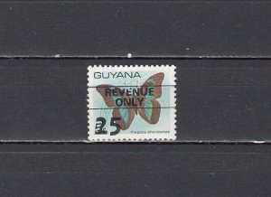 Guyana, Scott cat. 279. 5 cent Butterfly value o/p 25.