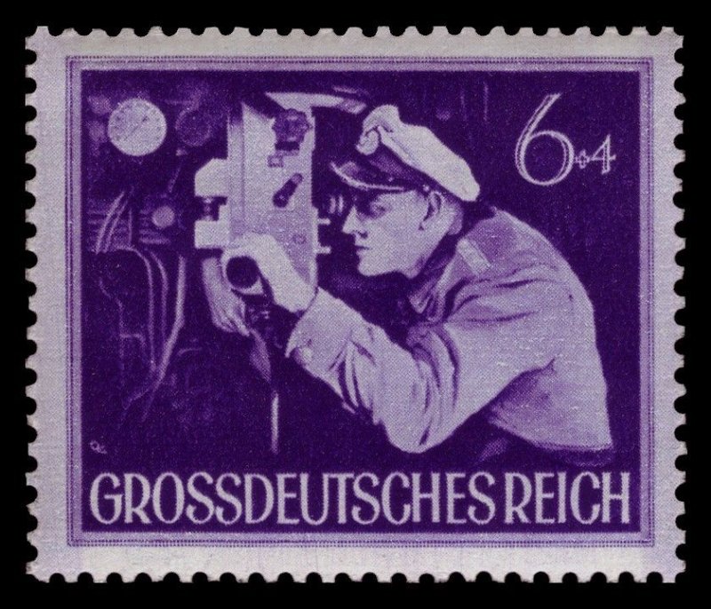 German RARE NAZI WWII WW2 WK2 stamp U-boat IV Captain Commander on periscope MNH