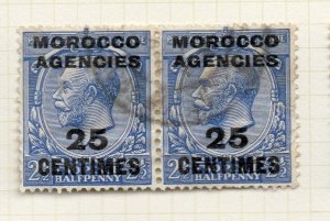 Morocco Agencies French Zone 1919-24 Used 25c. Optd Surcharged Pair NW-180634