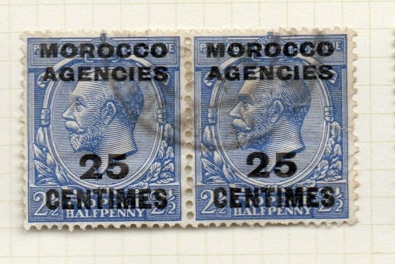 Morocco Agencies French Zone 1919-24 Used 25c. Optd Surcharged Pair NW-180634