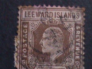 ​LEEWARD ISLANDS-1912 SC#46 KING GEORGE V-FANCY CANCEL 111 YEARS OLD VF