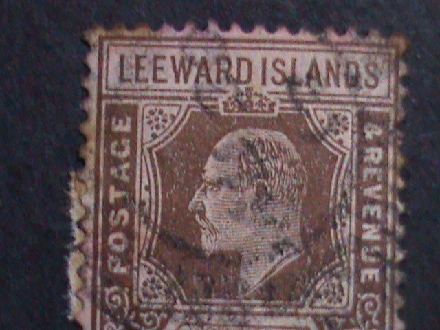 ​LEEWARD ISLANDS-1912 SC#46 KING GEORGE V-FANCY CANCEL 111 YEARS OLD VF