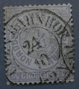 North German Confederation #13 Used VF Place Cancel ...BAHNHOF Date 24 10 ?-2