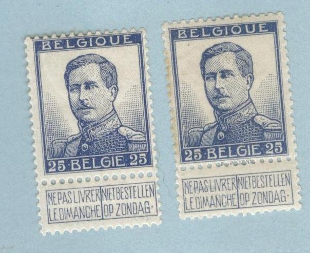 Belgium Scott 105 and 105a with and without name