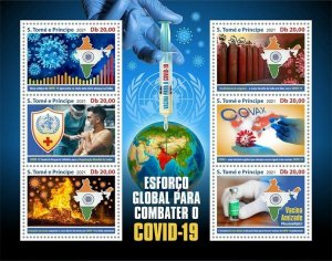 Sao Tome & Principe 2021 MNH Medical Stamps Corona Global Vaccines Covax 6v M/S