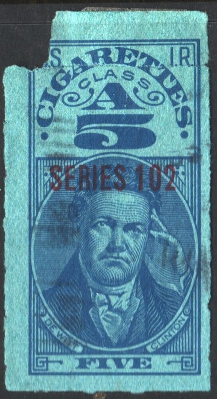 TA151a Series 102 Cigarette Revenue Stamp: Type 1; 5 Cigarettes; (1932) Fault