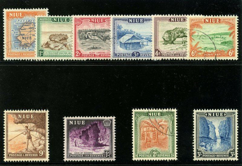 Niue 1950 KGVI Pictorial set complete very fine used. SG 113-122. Sc 94-103.