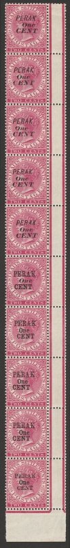 MALAYA - Perak 1891 'PERAK ONE CENT' on QV 2c se-tenant strip. MNH **. cat £8700