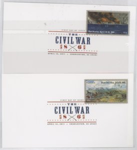 US 4522-4523 Civil War Sequicentennial stamps on first day of issue covers (2). Complete set.